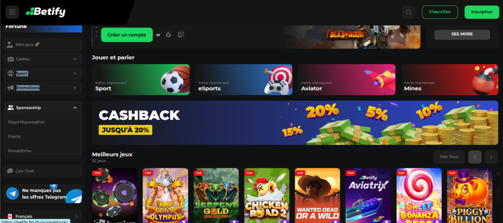 Offre de bienvenue Betify jeu casino