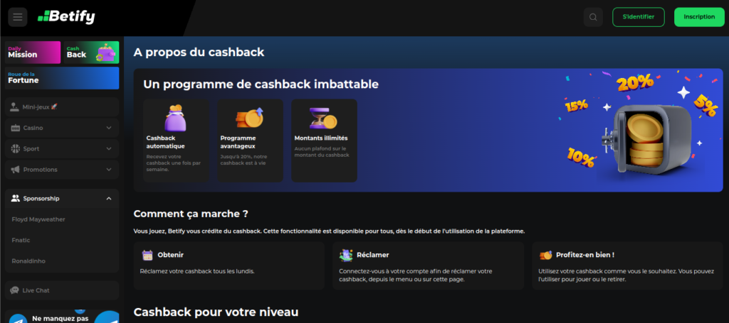 Offre de bienvenue Betify jeu casino